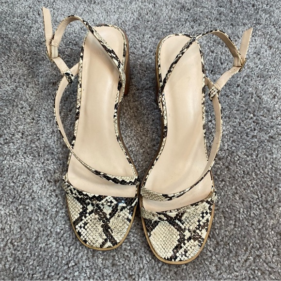Halston Snake Print Healed Sandals - Picture 2 of 8